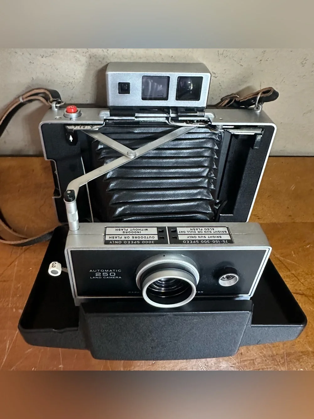 Vintage Polaroid Automatic 250 Land Camera Kit w/ Flash & Case